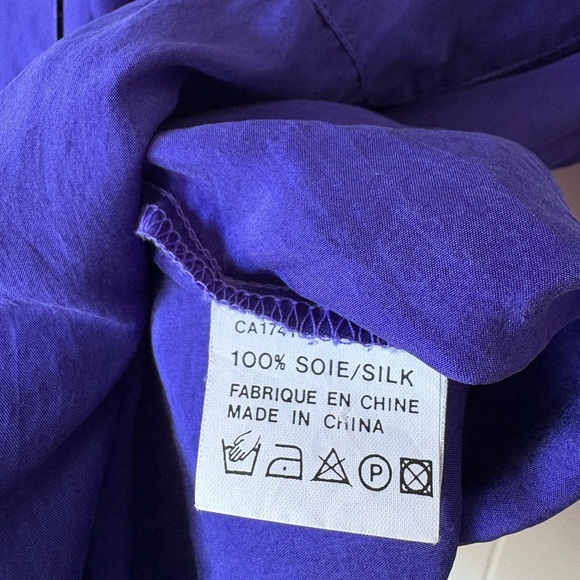 Vintage Silk Blue Button Down Shirt | Size Medium - Picture 8 of 10